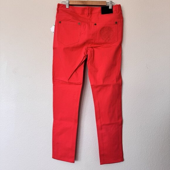 Vince Camuto Skinny Jeans Size 8 Salmon Cotton Stretch New Embroidered Logo - Picture 5 of 6